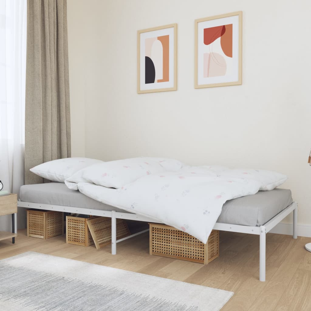 Bedframe Metaal Wit 107 x 203 cm zonder hoofdbord