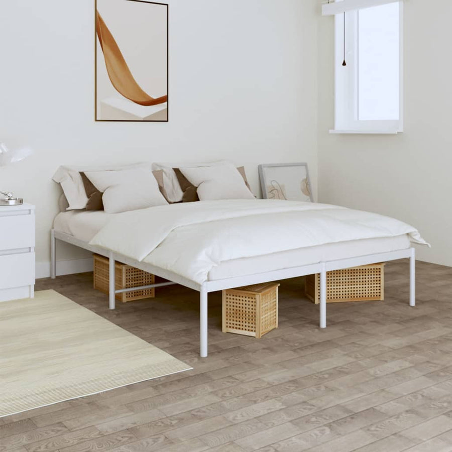 Bedframe Metaal Wit 140 x 200 cm zonder hoofdbord