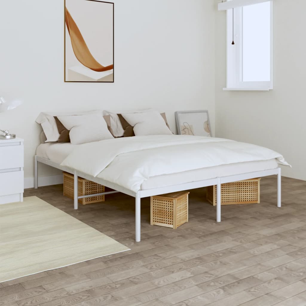 Bedframe Metaal Wit 150 x 200 cm zonder hoofdbord