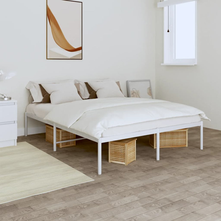 Bedframe Metaal Wit 150 x 200 cm zonder hoofdbord