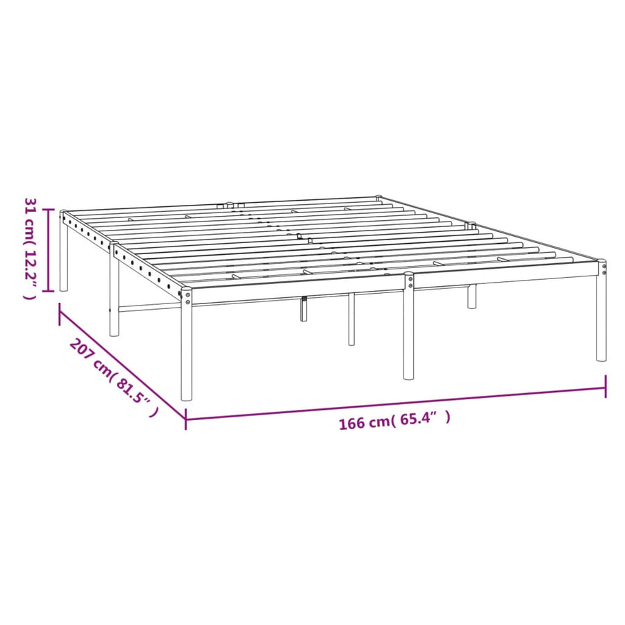 Bedframe Metaal Wit 160 x 200 cm zonder hoofdbord