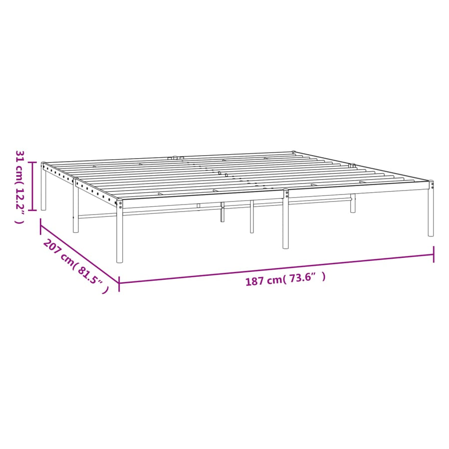 Bedframe Metaal Wit 180 x 200 cm zonder hoofdbord