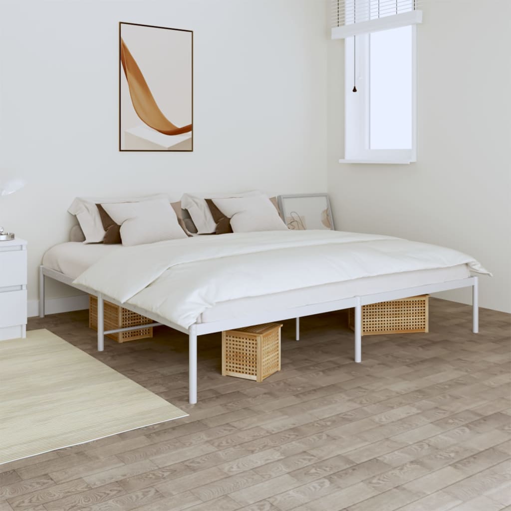 Bedframe Metaal Wit 193 x 203 cm zonder hoofdbord