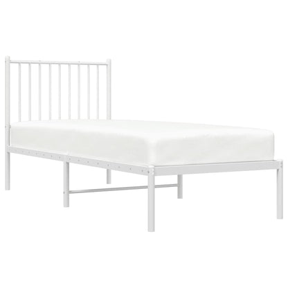 Bedframe Metaal 75 X 190 Cm Wit met hoofdbord