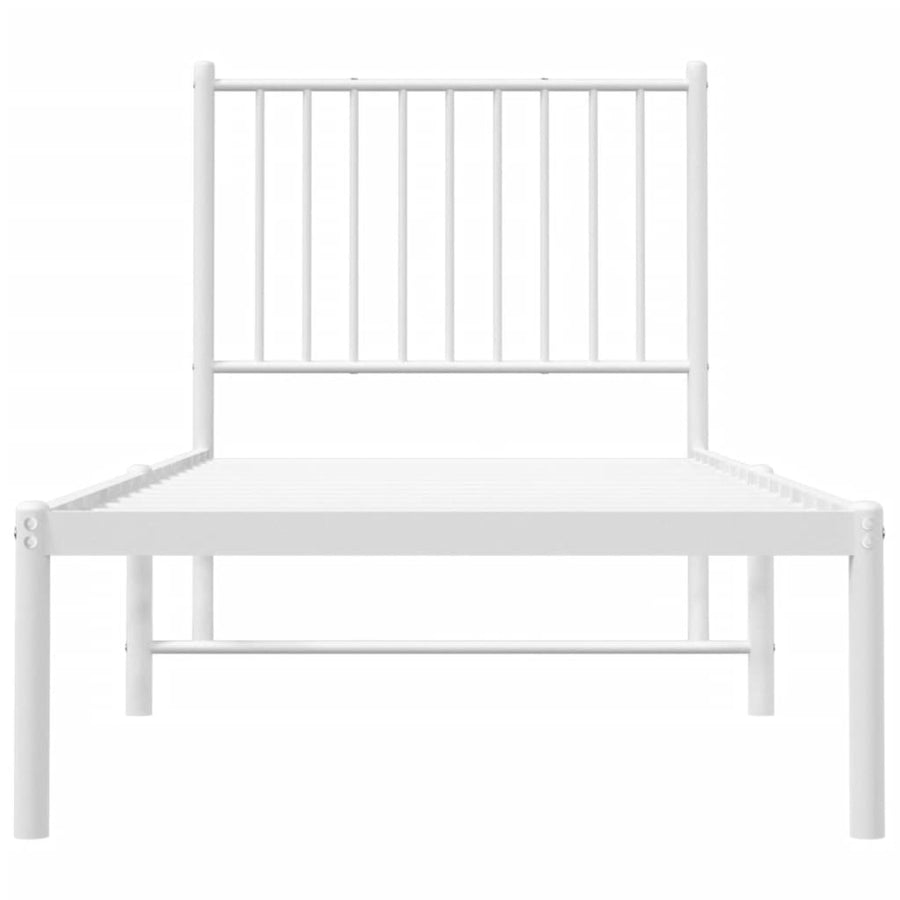 Bedframe Metaal 75 X 190 Cm Wit met hoofdbord
