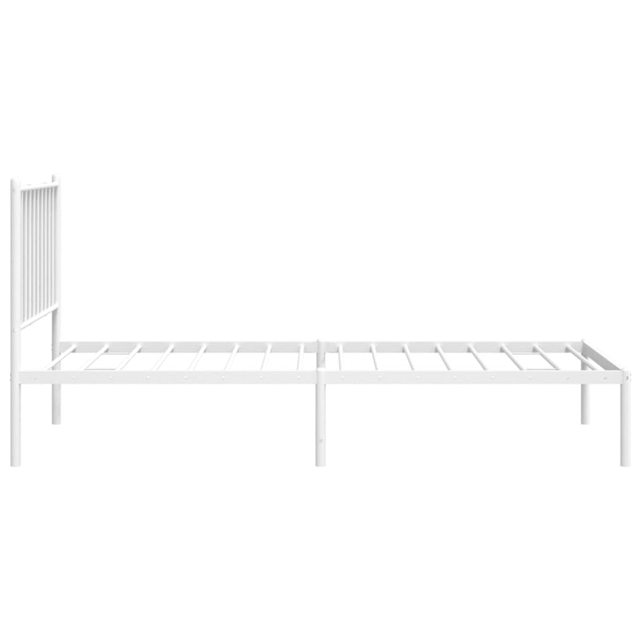 Bedframe Metaal 75 X 190 Cm Wit met hoofdbord