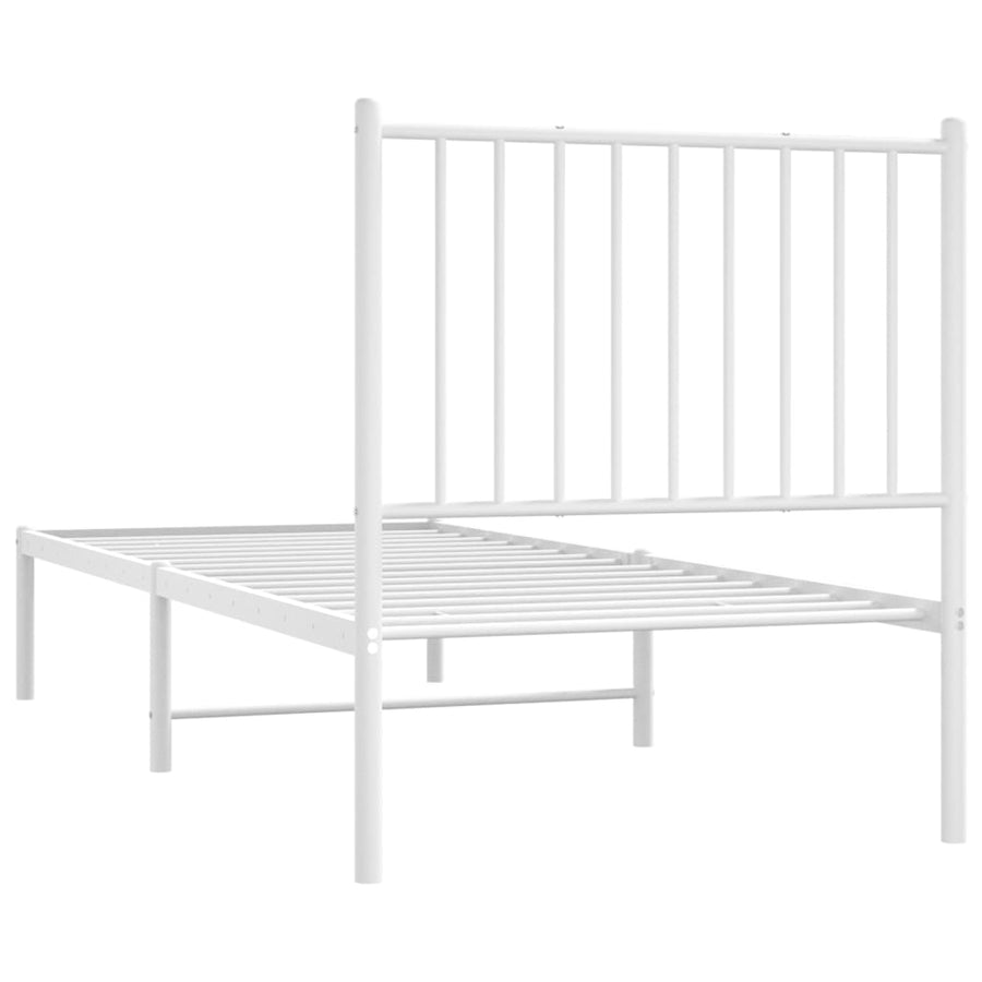 Bedframe Metaal 75 X 190 Cm Wit met hoofdbord