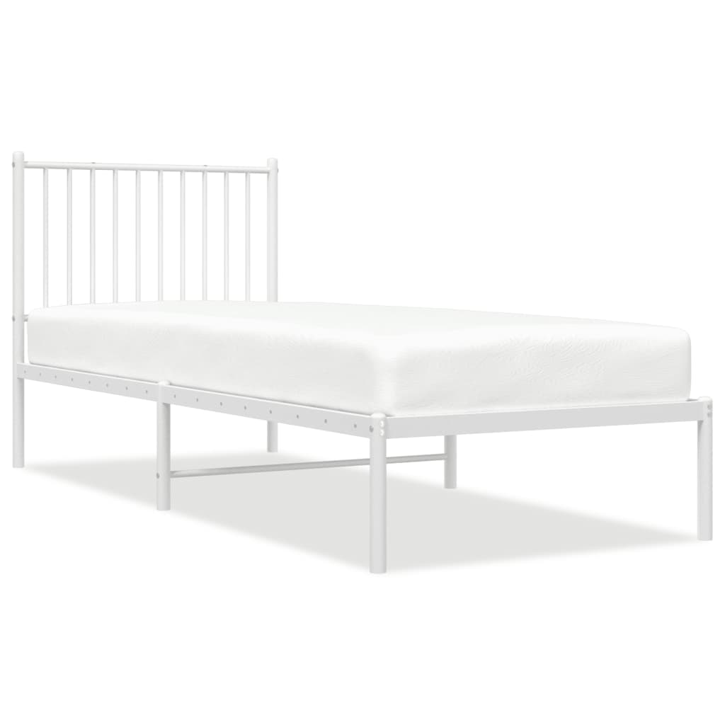 Bedframe Metaal Wit 80 x 200 cm met hoofdbord