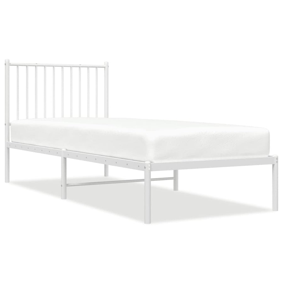 Bedframe Metaal Wit 80 x 200 cm met hoofdbord