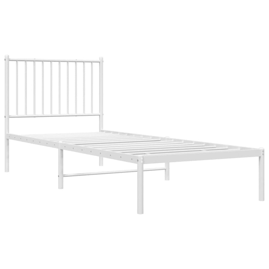 Bedframe Metaal Wit 80 x 200 cm met hoofdbord