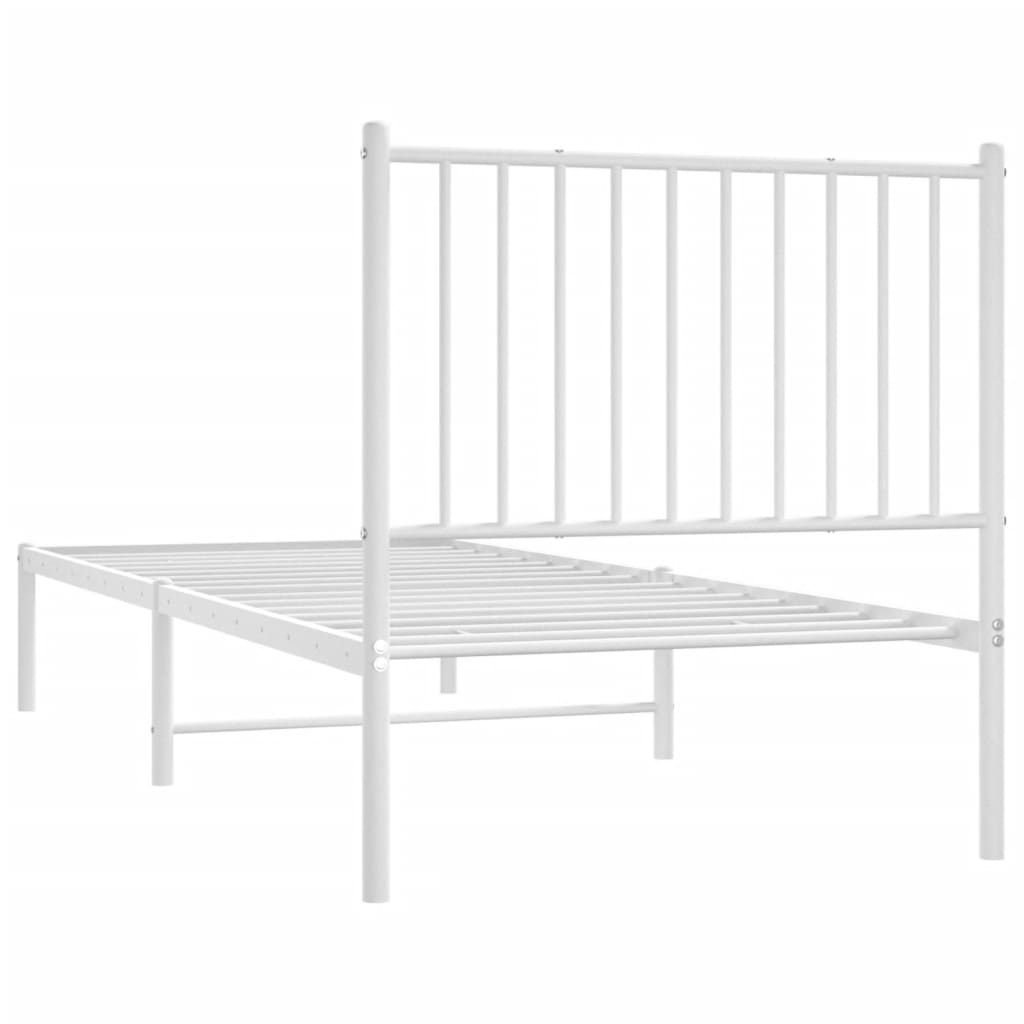 Bedframe Metaal Wit 80 x 200 cm met hoofdbord