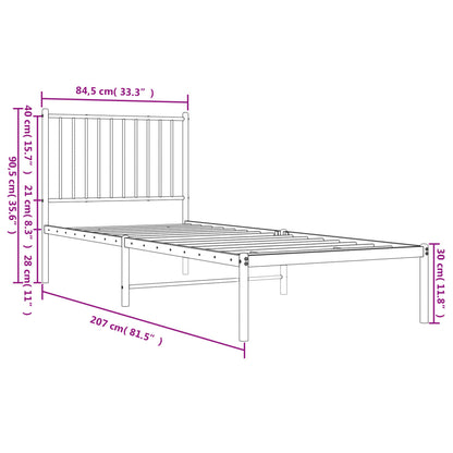 Bedframe Metaal Wit 80 x 200 cm met hoofdbord