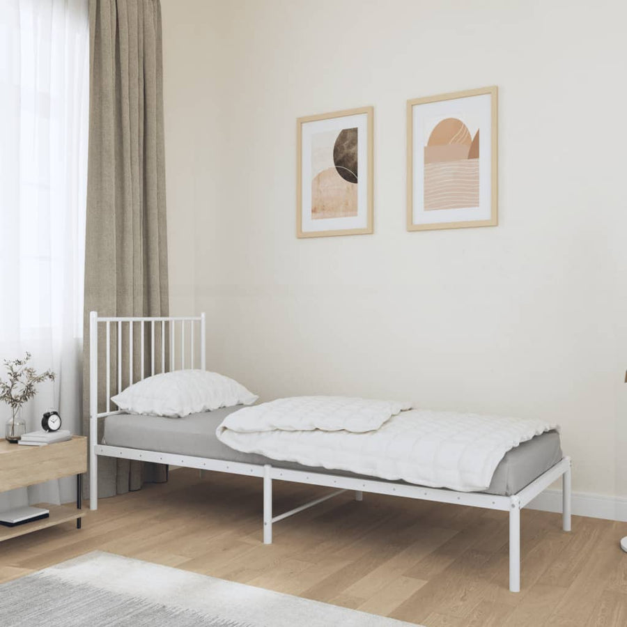 Bedframe Metaal Wit 80 x 200 cm met hoofdbord