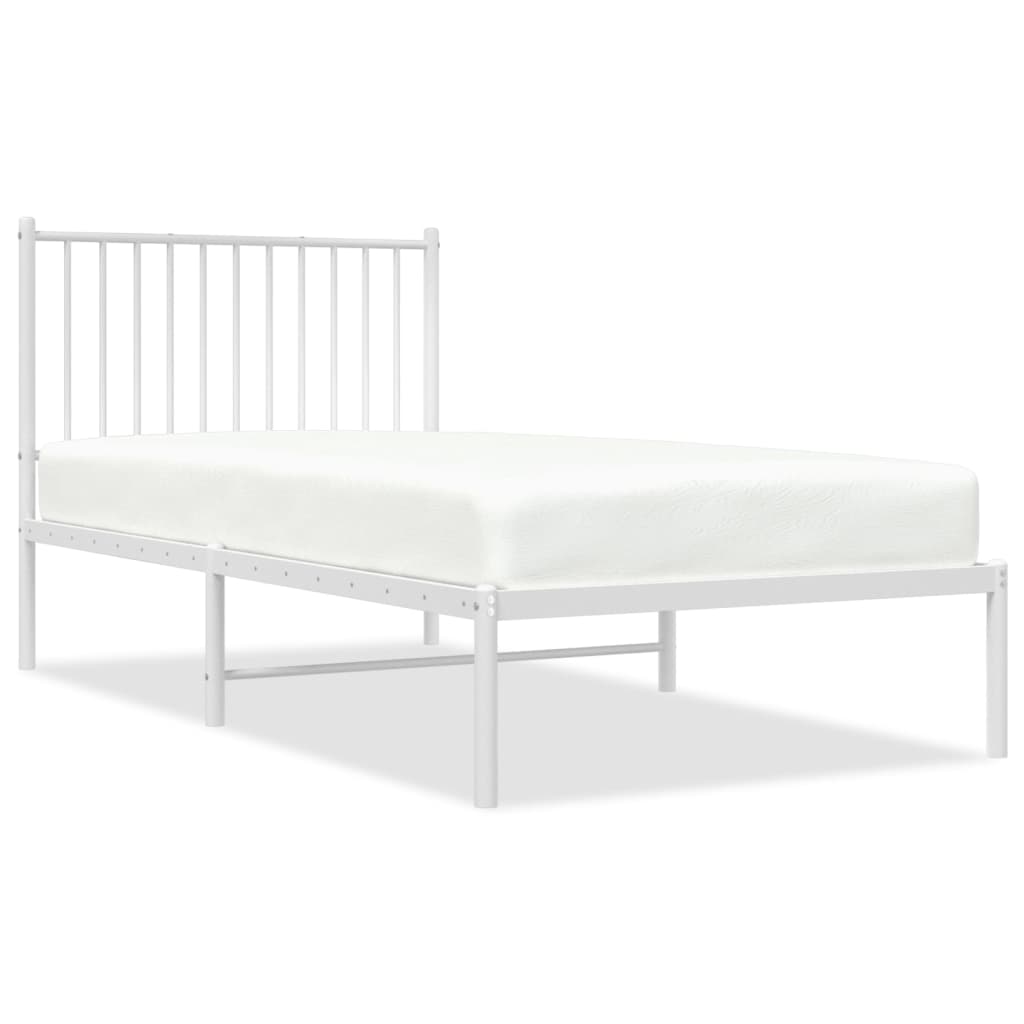 Bedframe Metaal Wit 90 x 190 cm met hoofdbord