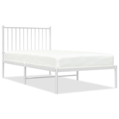 Bedframe Metaal Wit 90 x 190 cm met hoofdbord