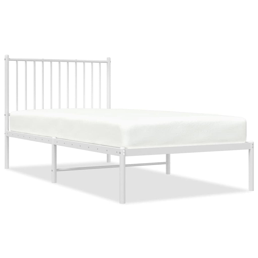 Bedframe Metaal Wit 90 x 190 cm met hoofdbord