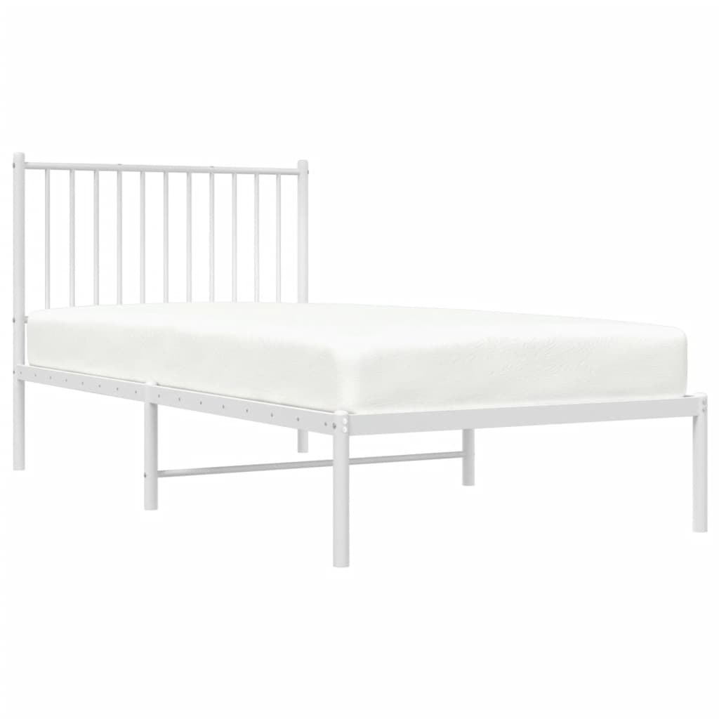 Bedframe Metaal Wit 90 x 190 cm met hoofdbord