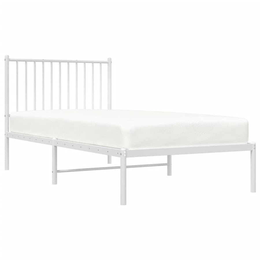 Bedframe Metaal Wit 90 x 190 cm met hoofdbord