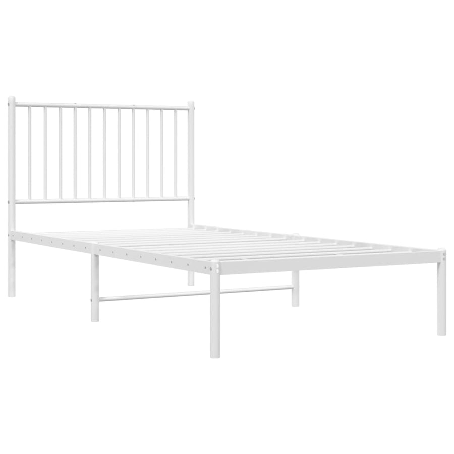 Bedframe Metaal Wit 90 x 190 cm met hoofdbord