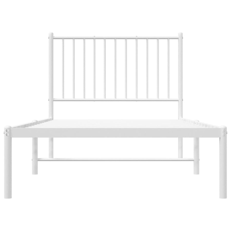 Bedframe Metaal Wit 90 x 190 cm met hoofdbord