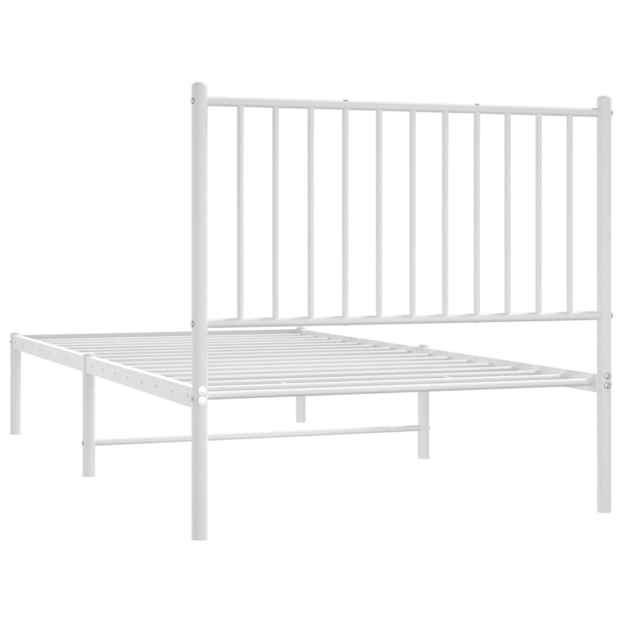 Bedframe Metaal Wit 90 x 190 cm met hoofdbord