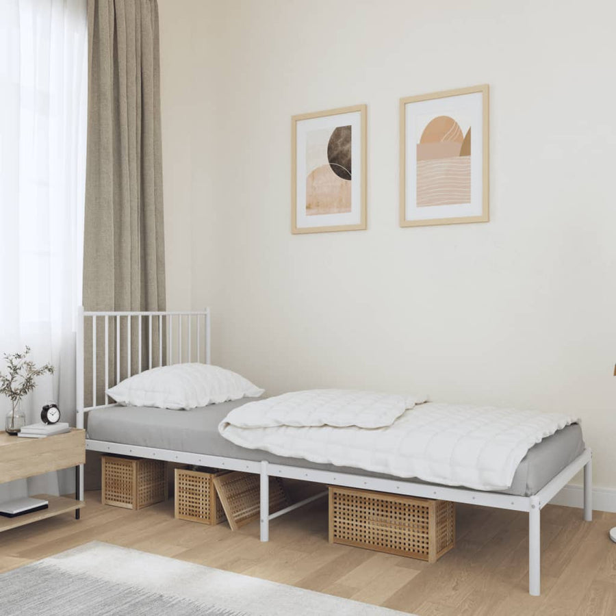 Bedframe Metaal Wit 90 x 190 cm met hoofdbord