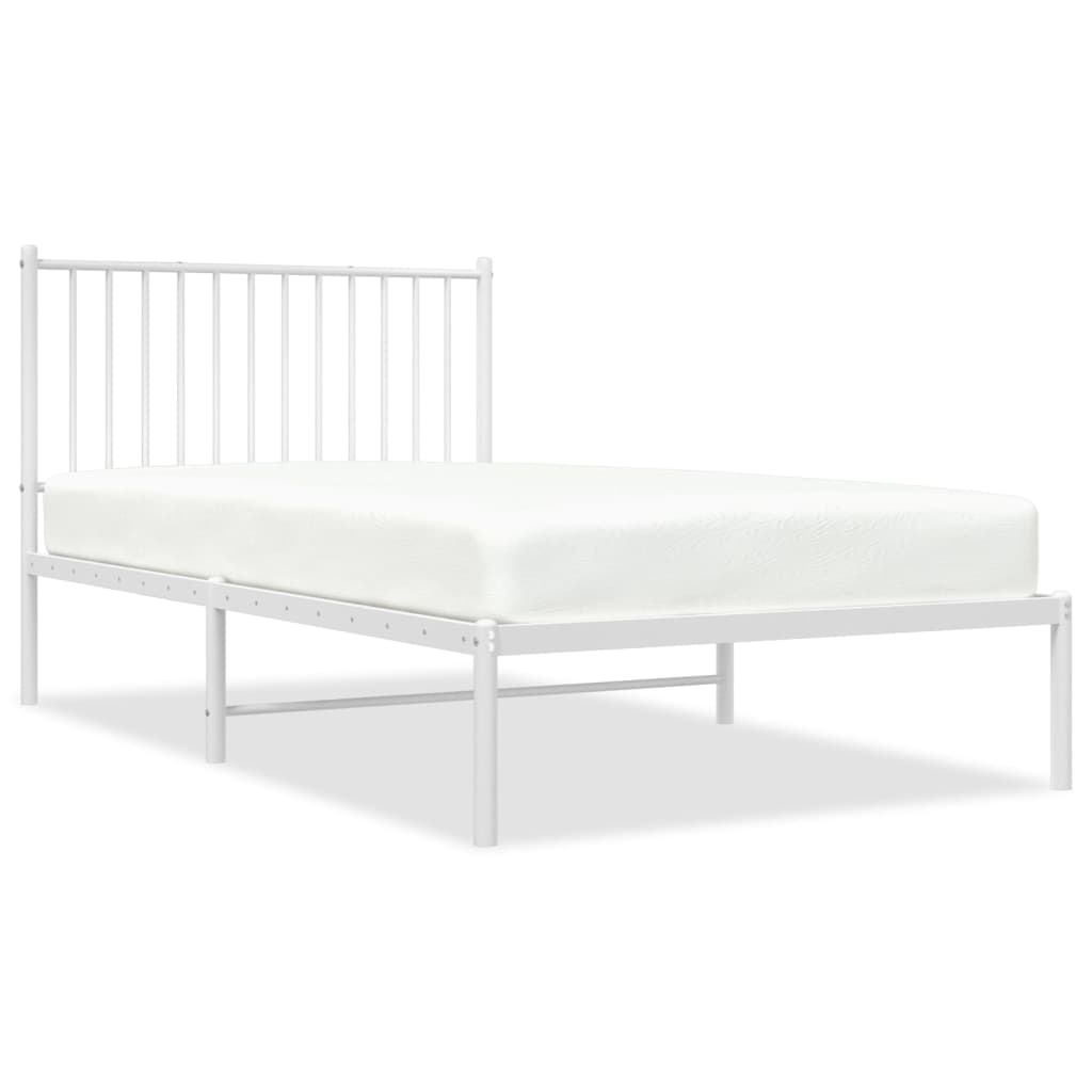 Bedframe Metaal Wit 100 x 190 cm met hoofdbord