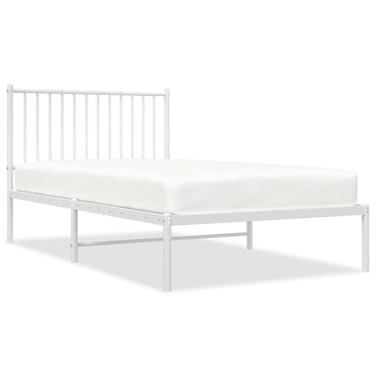 Bedframe Metaal Wit 100 x 190 cm met hoofdbord