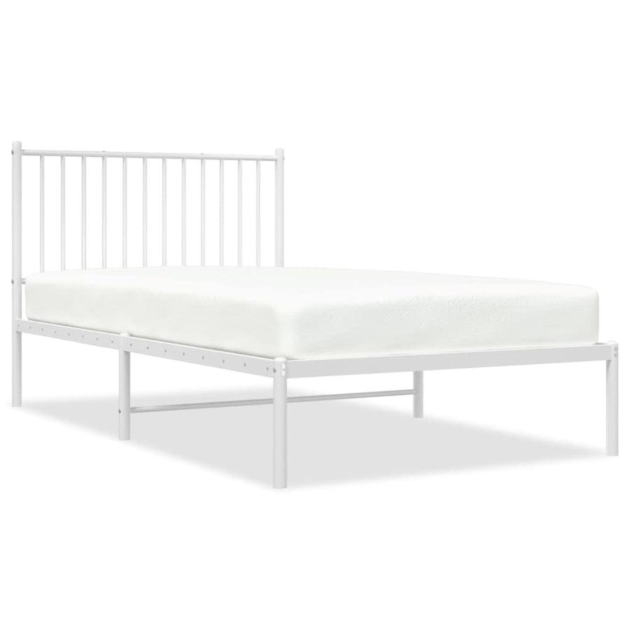 Bedframe Metaal Wit 100 x 190 cm met hoofdbord