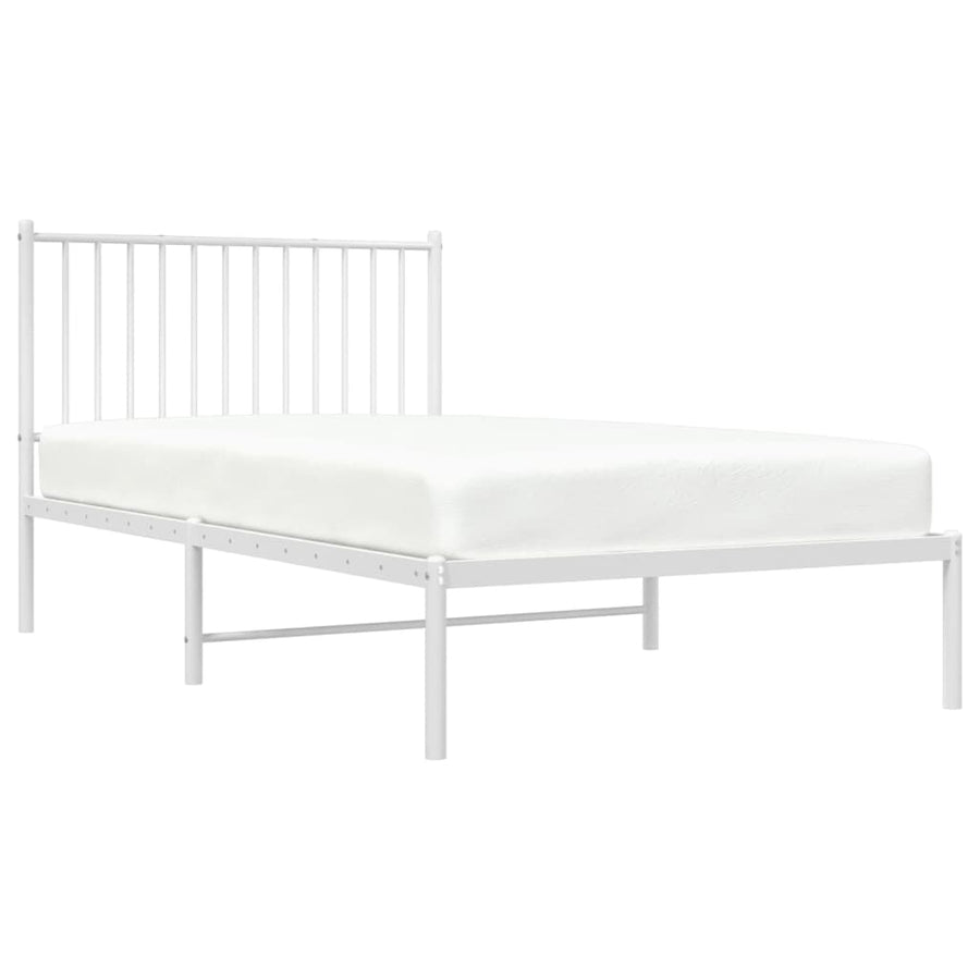 Bedframe Metaal Wit 100 x 190 cm met hoofdbord