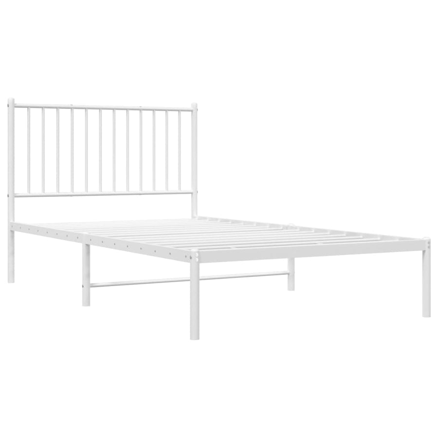 Bedframe Metaal Wit 100 x 190 cm met hoofdbord