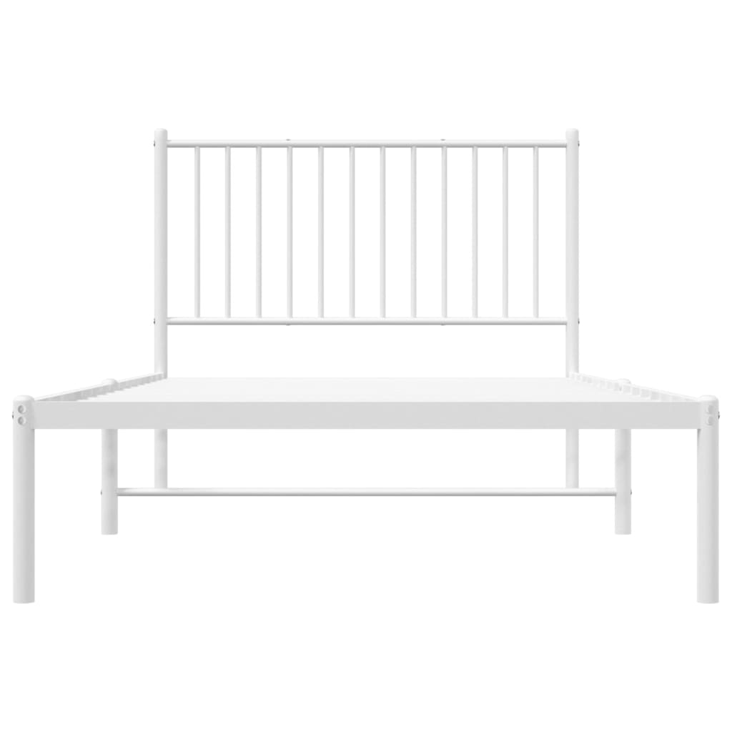 Bedframe Metaal Wit 100 x 190 cm met hoofdbord