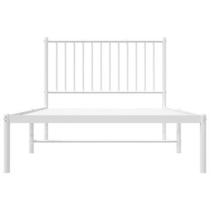 Bedframe Metaal Wit 100 x 190 cm met hoofdbord
