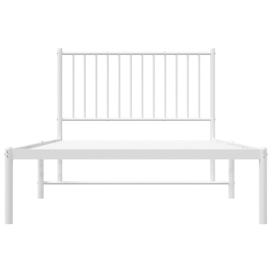 Bedframe Metaal Wit 100 x 190 cm met hoofdbord