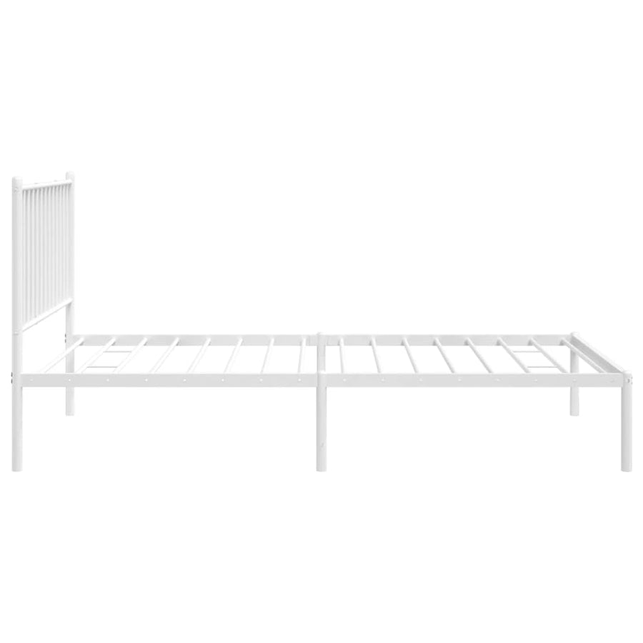 Bedframe Metaal Wit 100 x 190 cm met hoofdbord