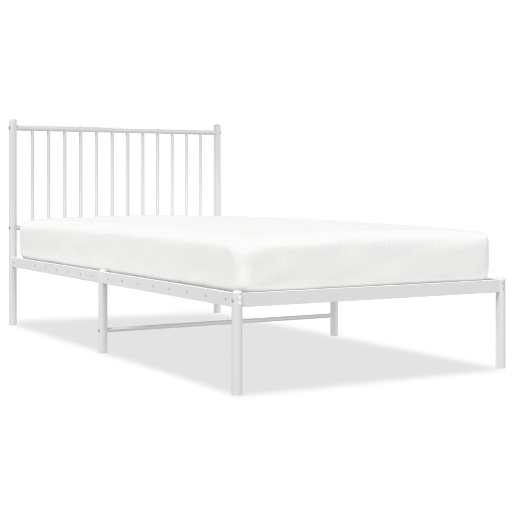 Bedframe Metaal Wit 100 x 200 cm met hoofdbord