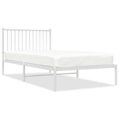 Bedframe Metaal Wit 100 x 200 cm met hoofdbord