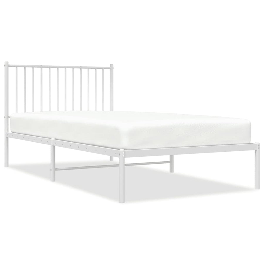 Bedframe Metaal Wit 100 x 200 cm met hoofdbord