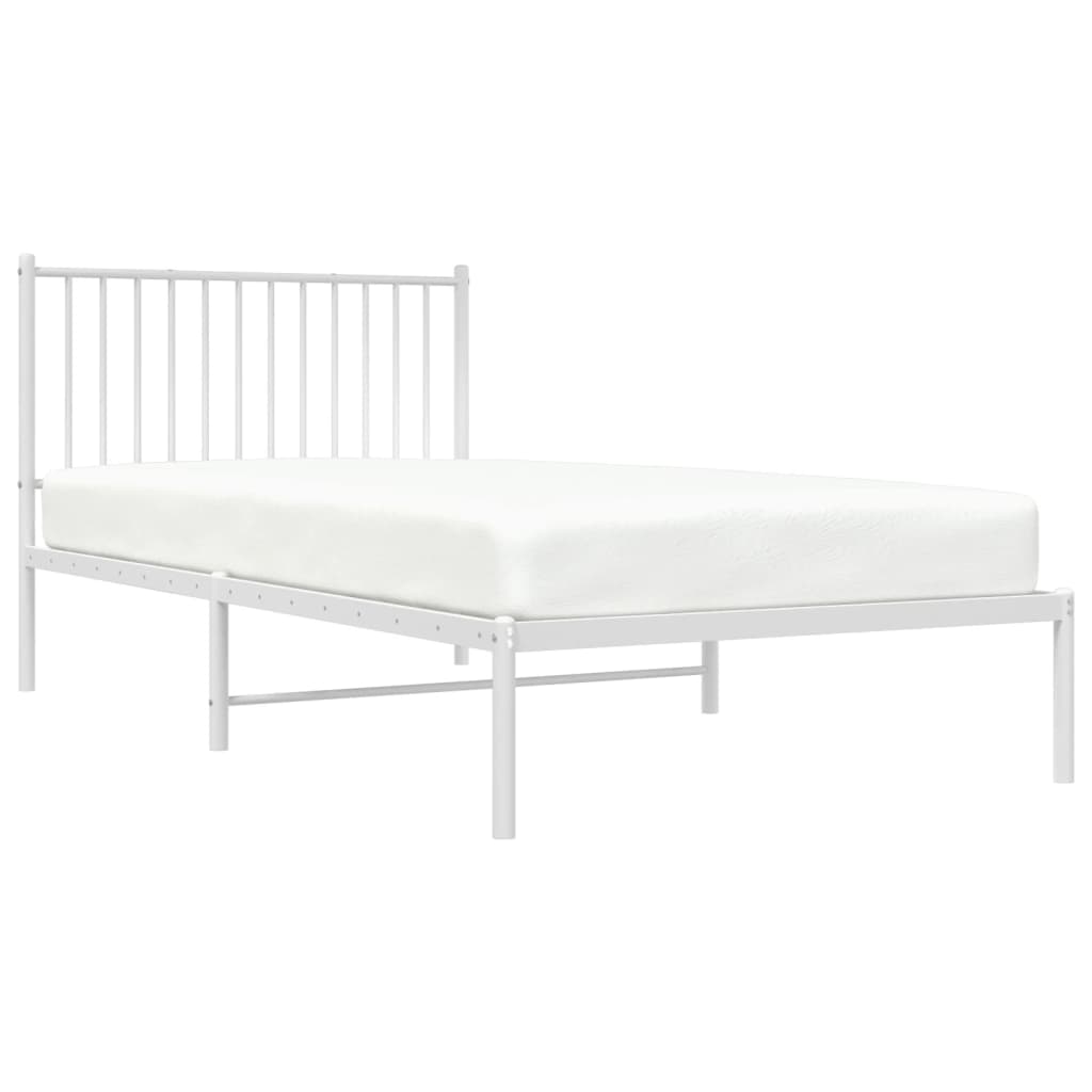 Bedframe Metaal Wit 100 x 200 cm met hoofdbord
