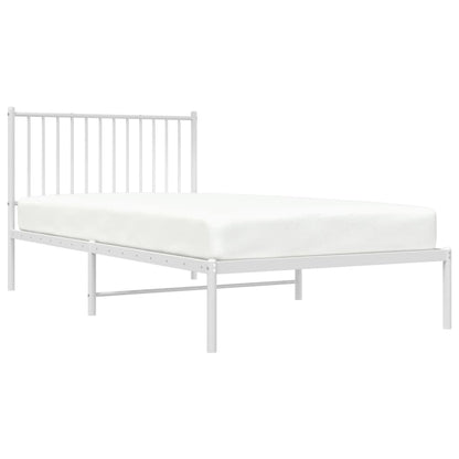 Bedframe Metaal Wit 100 x 200 cm met hoofdbord