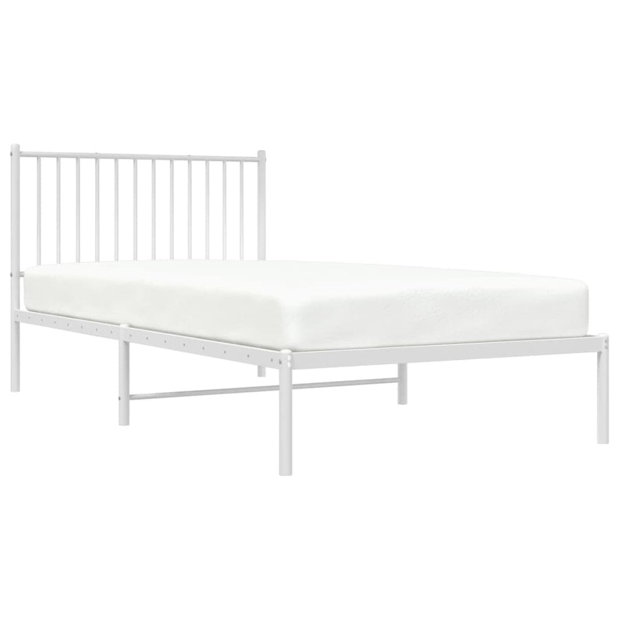 Bedframe Metaal Wit 100 x 200 cm met hoofdbord