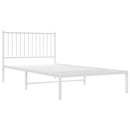 Bedframe Metaal Wit 100 x 200 cm met hoofdbord