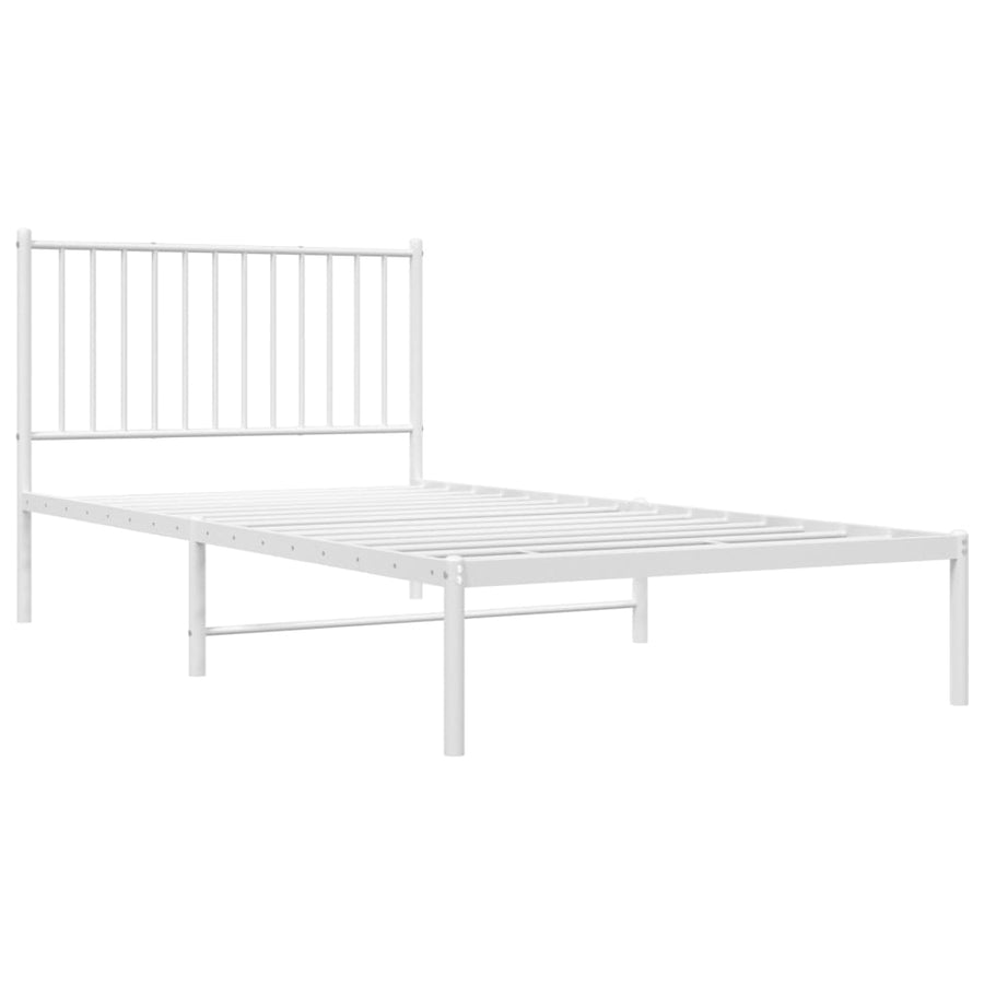 Bedframe Metaal Wit 100 x 200 cm met hoofdbord