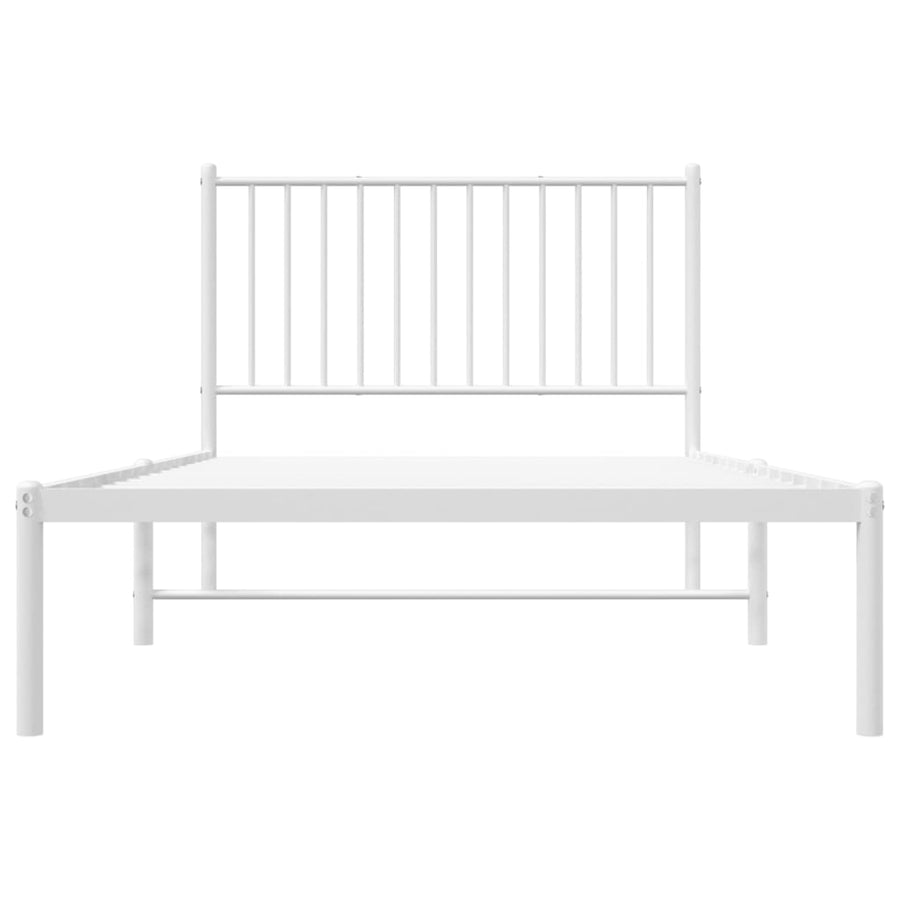 Bedframe Metaal Wit 100 x 200 cm met hoofdbord