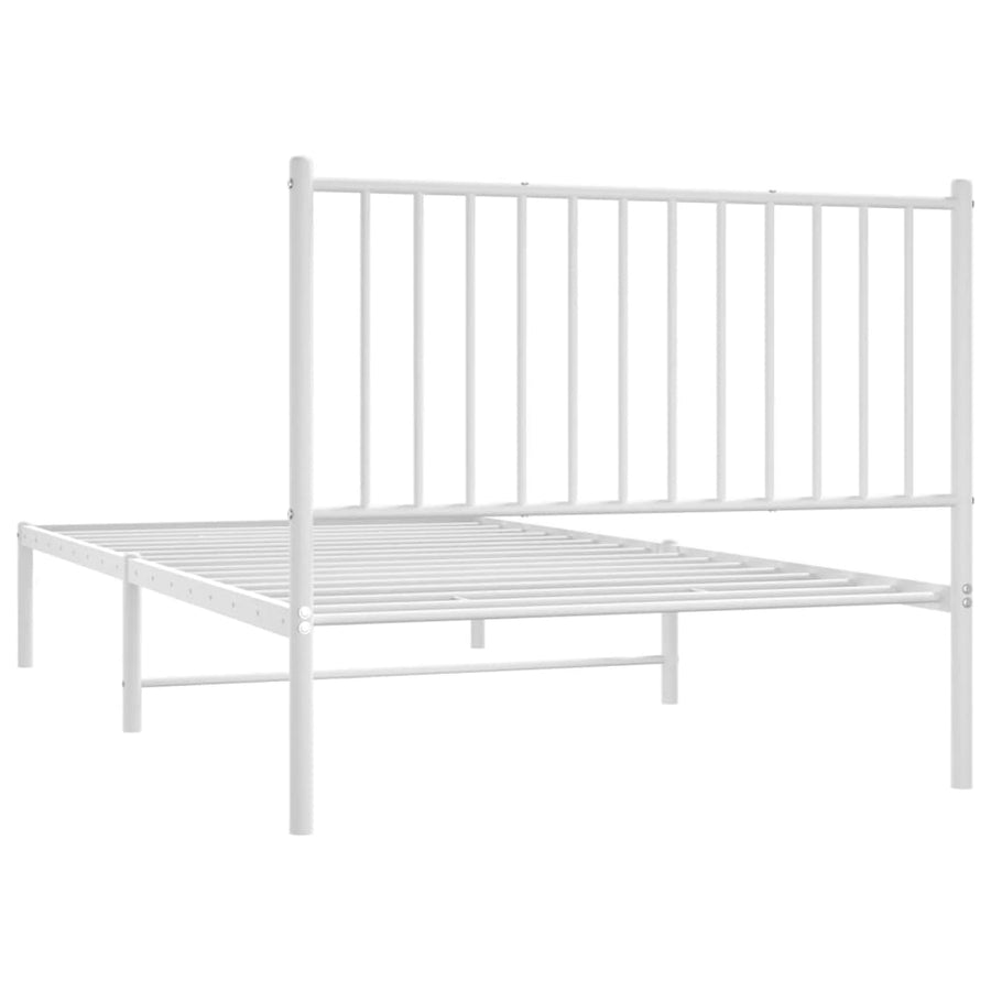 Bedframe Metaal Wit 100 x 200 cm met hoofdbord