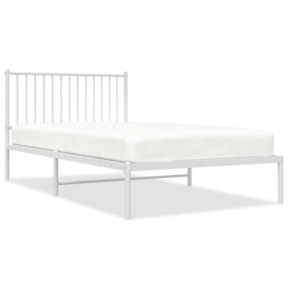 Bedframe Metaal Wit 107 x 203 cm met hoofdbord