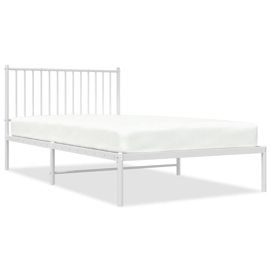 Bedframe Metaal Wit 107 x 203 cm met hoofdbord