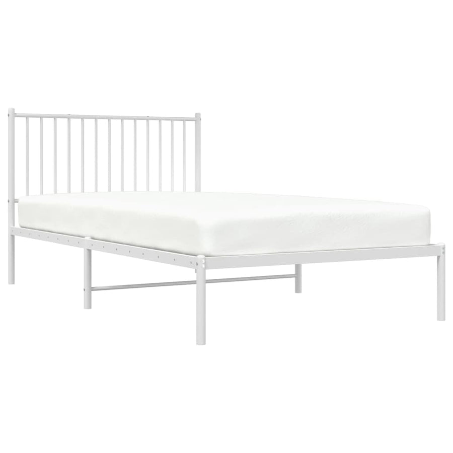 Bedframe Metaal Wit 107 x 203 cm met hoofdbord