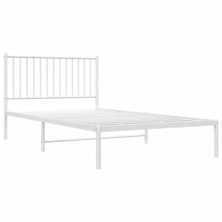 Bedframe Metaal Wit 107 x 203 cm met hoofdbord
