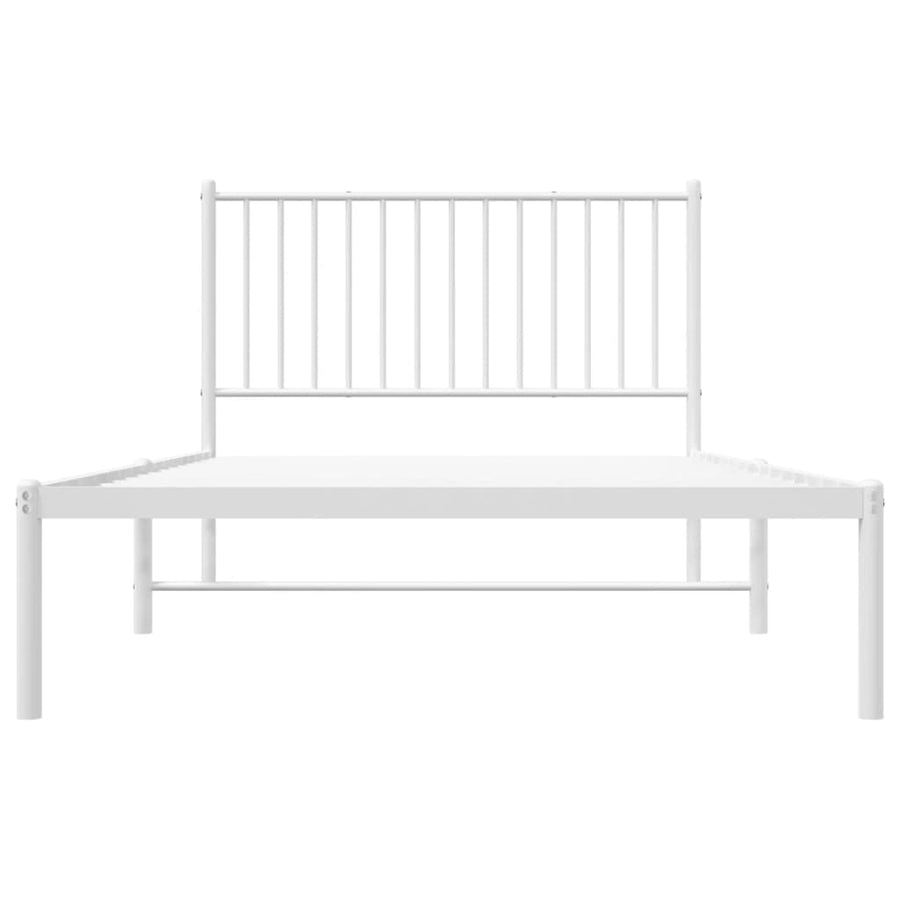 Bedframe Metaal Wit 107 x 203 cm met hoofdbord